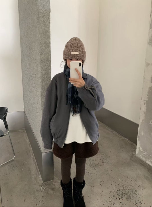 // 復古感做舊夾棉外套