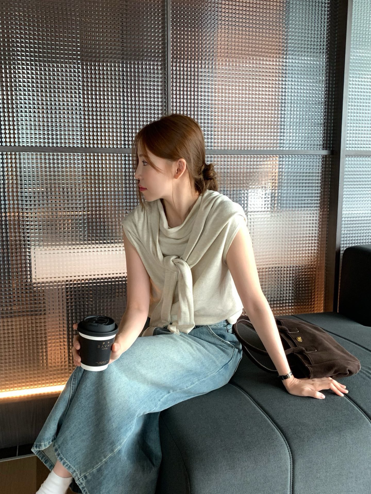 // 可分開慵懶半高領小短袖NT+披肩兩件套