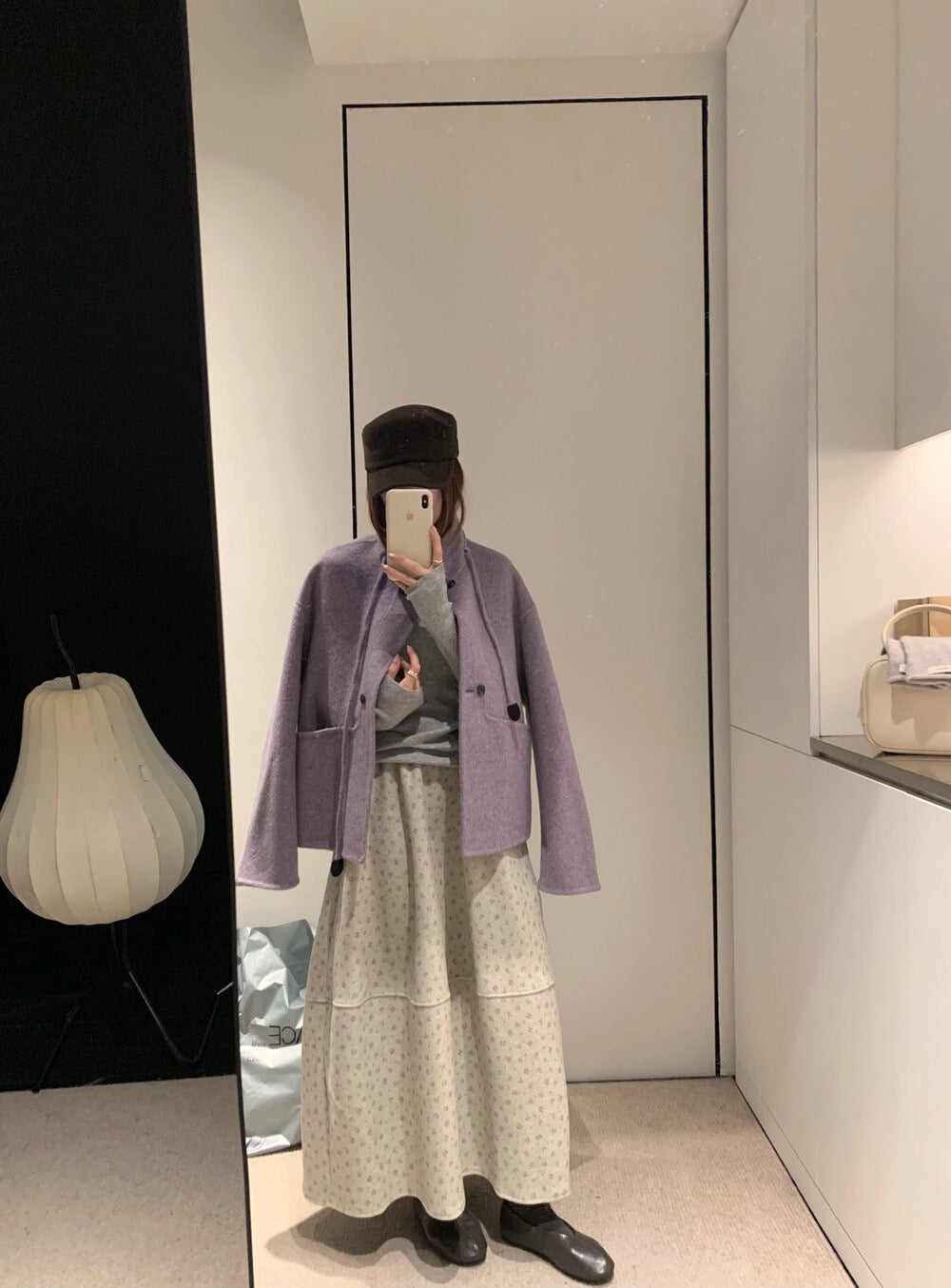 // 100%wool小立領double鈕扣手工外套