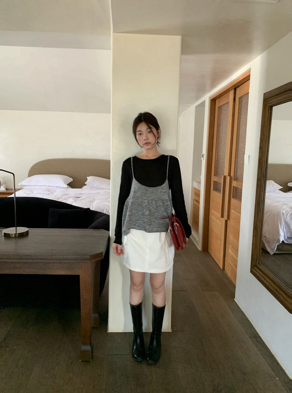 // 春季疊穿必備小吊帶+打底TEE套裝