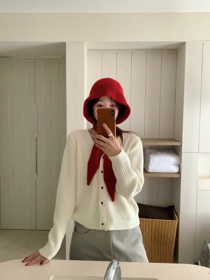 // 溫柔色系經典粗坑紋V領CD