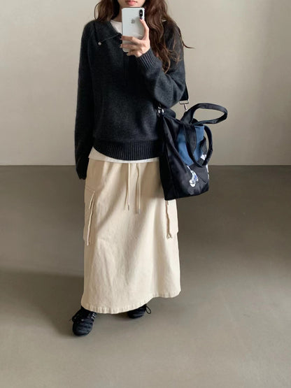 // raccoon+wool半拉鍊翻領高級感毛衣