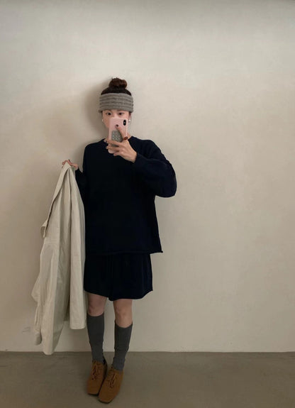 // 慵懶感毛衣+短褲套裝