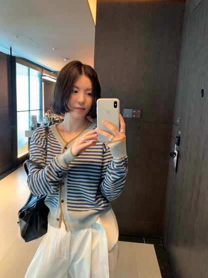 // 復古撞色間條包邊CD