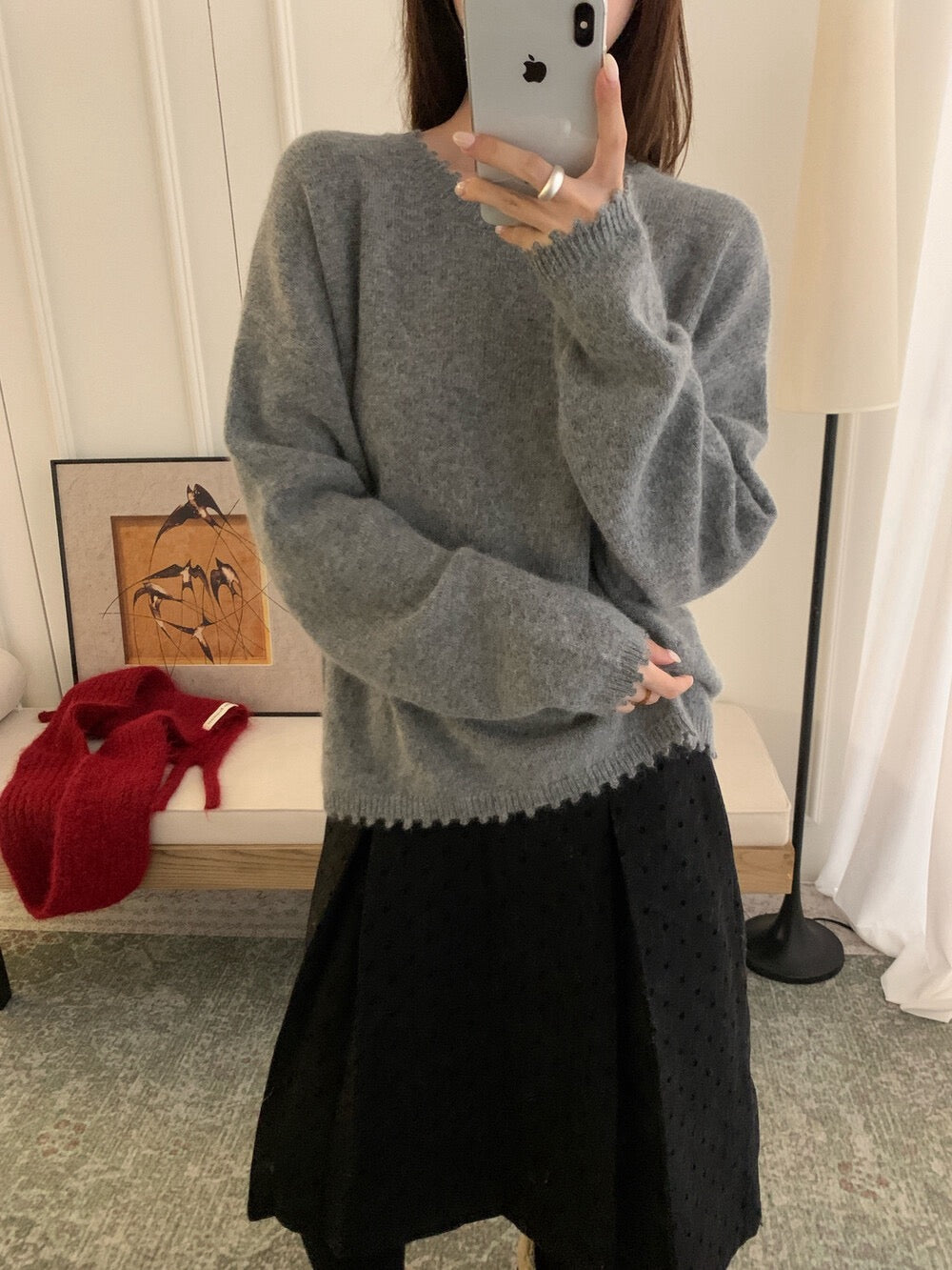 // 30%綿羊毛不規則鬚鬚邊毛衣