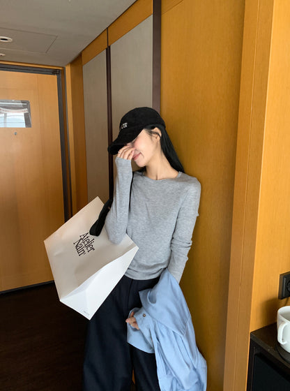 // 桑蠶絲+絲光羊毛親膚顯瘦薄針織￼