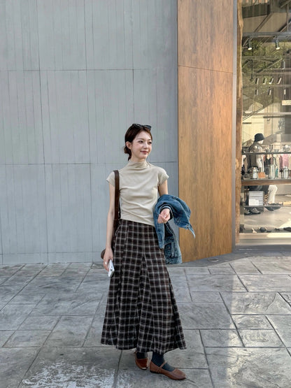 S22/ 格紋小魚尾顯瘦中裙