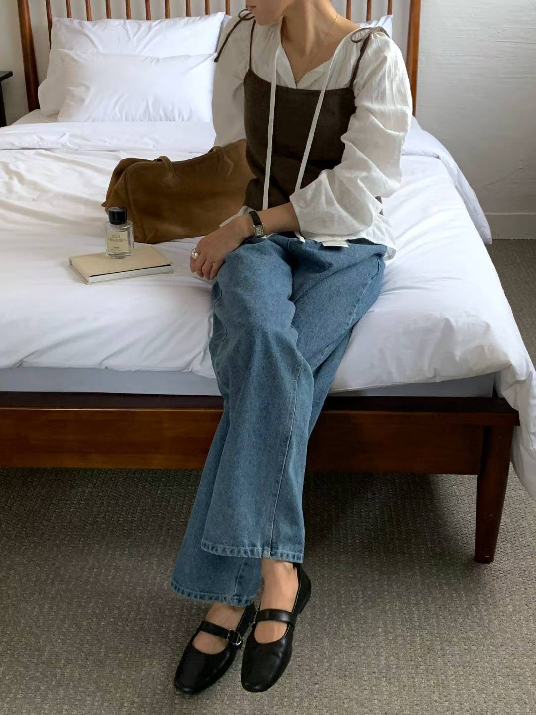 // premium denim全長loose fit牛仔褲