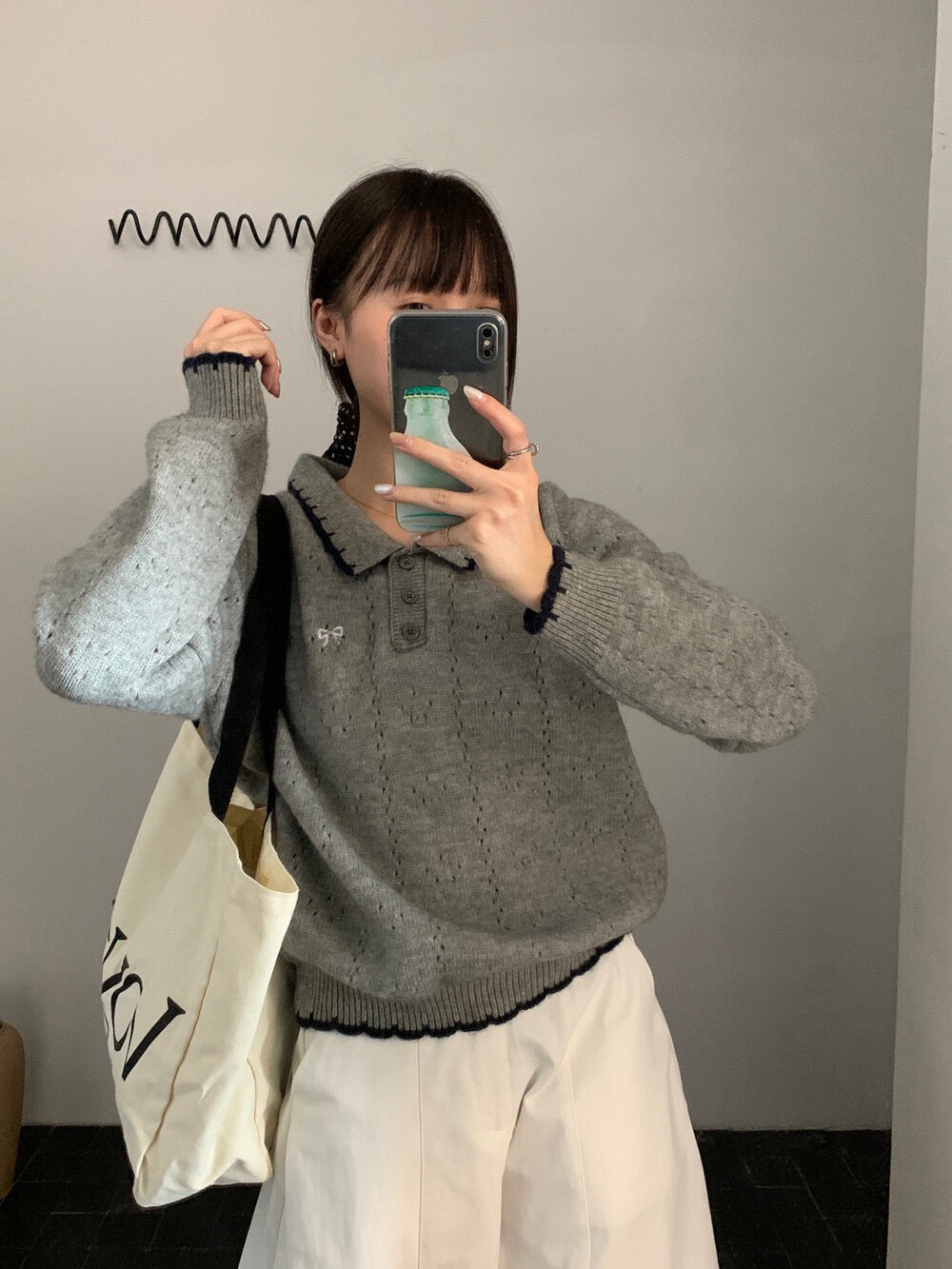 // 精緻蝴蝶結刺繡撞色包邊鈎花NT