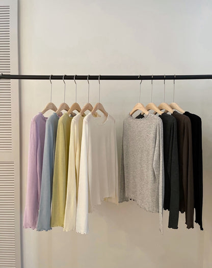 // 5%fine wool超親膚大彈性木耳邊TEE