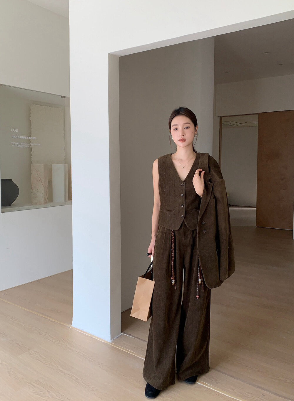 // 超美雪尼爾絨馬甲+褲+外套SET(外套可分開單買)