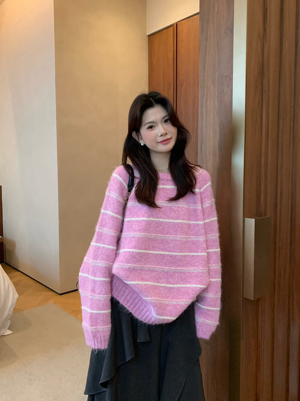 // 超soft簡約間條圓領毛衣