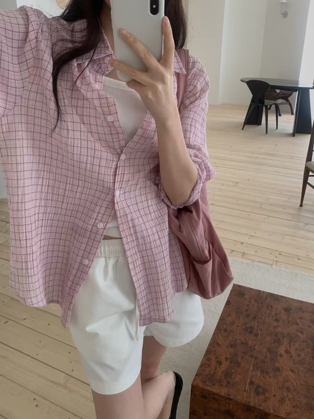 // 細格仔透感恤衫
