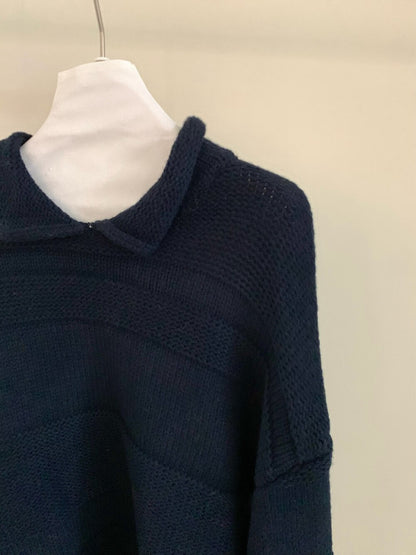 // 超美織紋翻領套頭毛衣