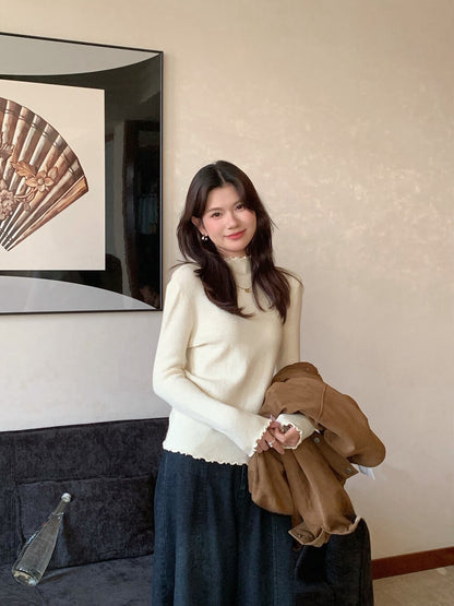 // 人手一件卷卷邊半領針織NT