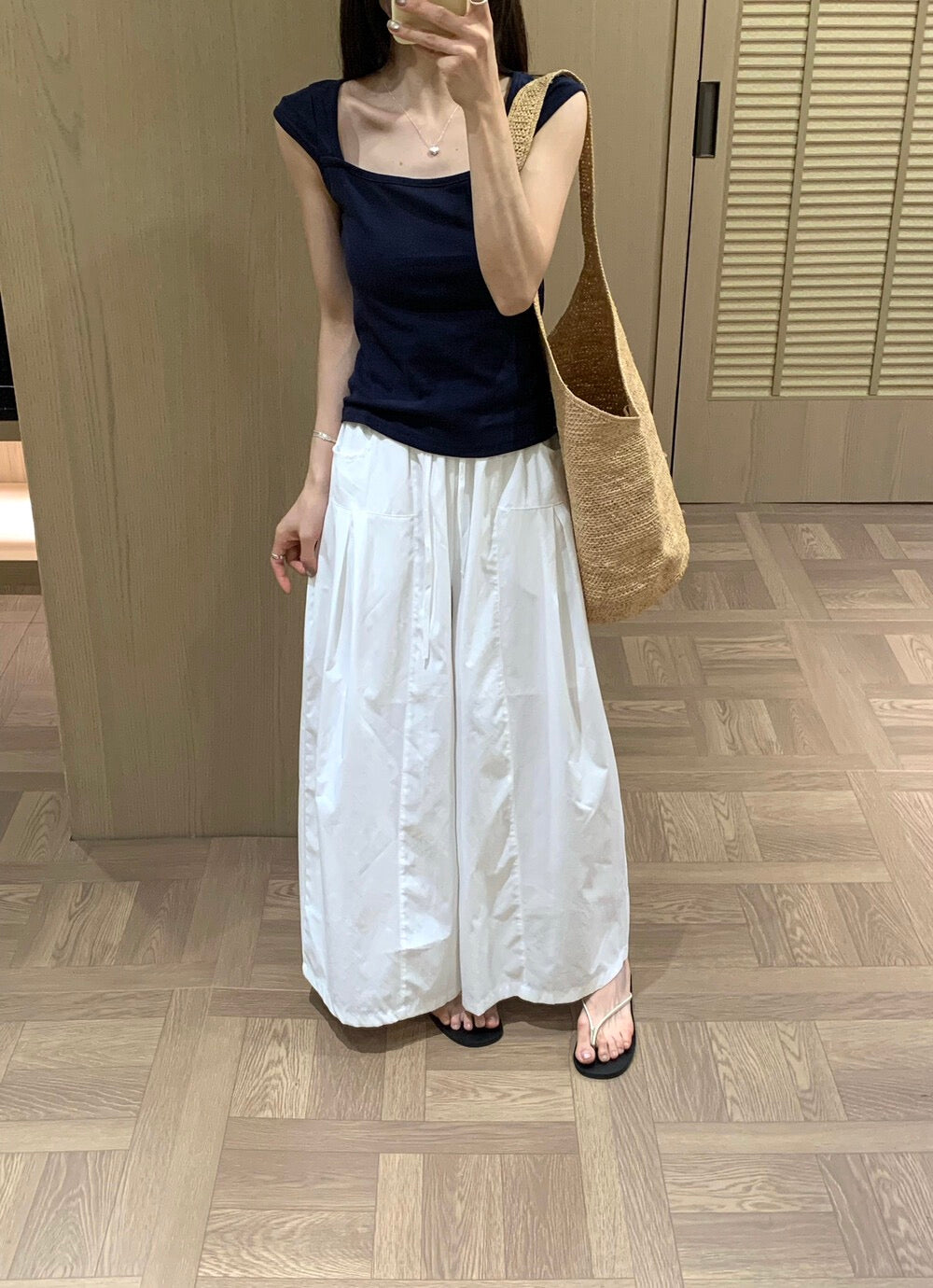B52 / 100%棉質顯瘦方領2ways TEE