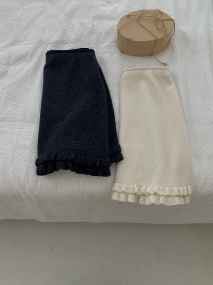 // 100%羊毛雙層荷葉邊短裙