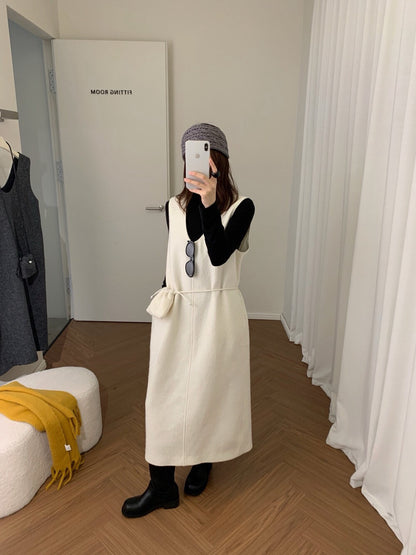 // 50%wool柔軟U領背心OPS(連袋仔)