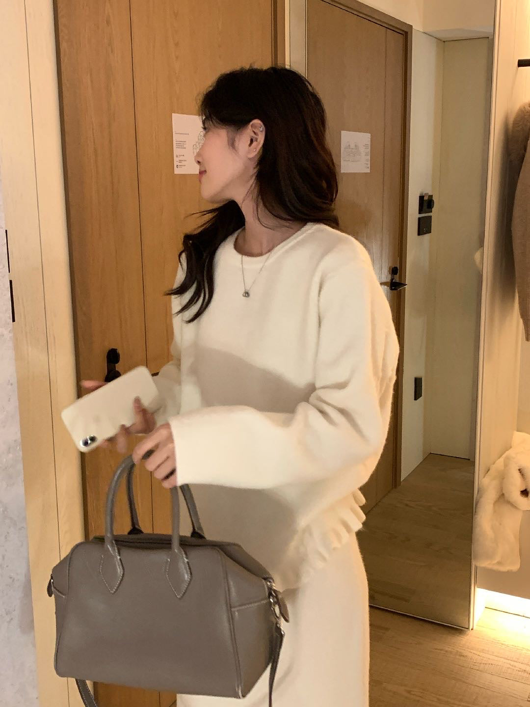 // 木耳邊衣擺NT+直筒裙套裝