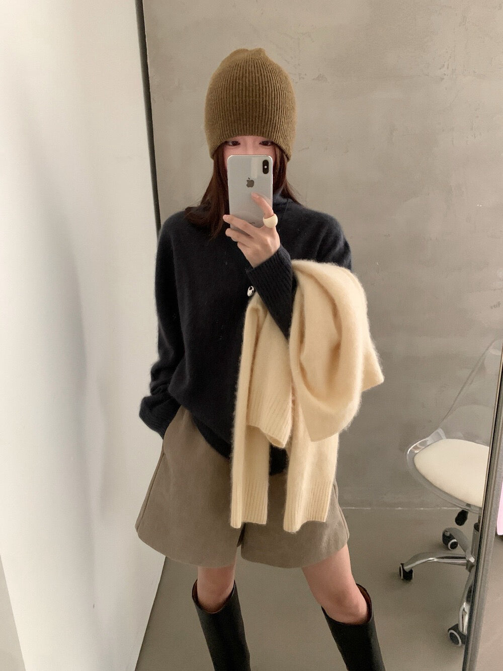 // 95%wool+5%cashmere拉絨工藝小高領針織NT