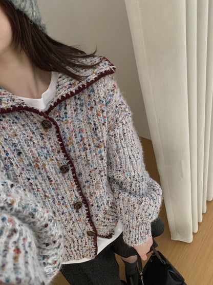 // 30%綿羊毛彩點包邊翻領CD