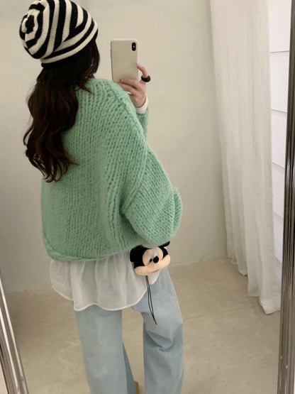 // 20%wool粗棒針麻花慵懶毛衣