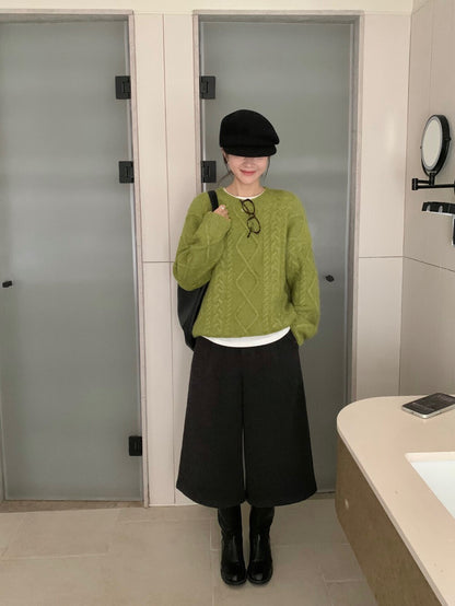 // 10%wool溫柔麻花套頭毛衣