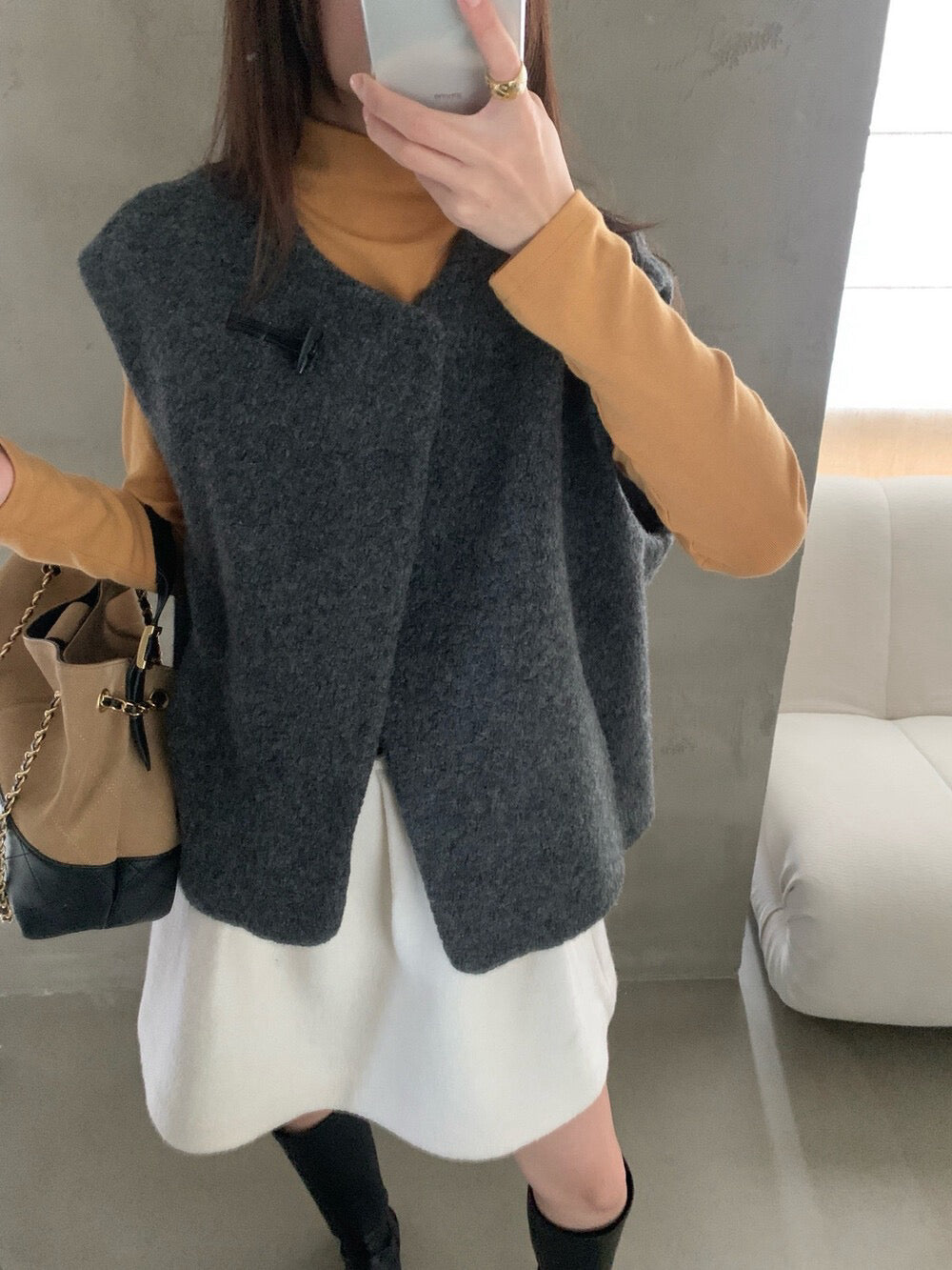 // 60%綿羊毛單鈕扣馬甲背心