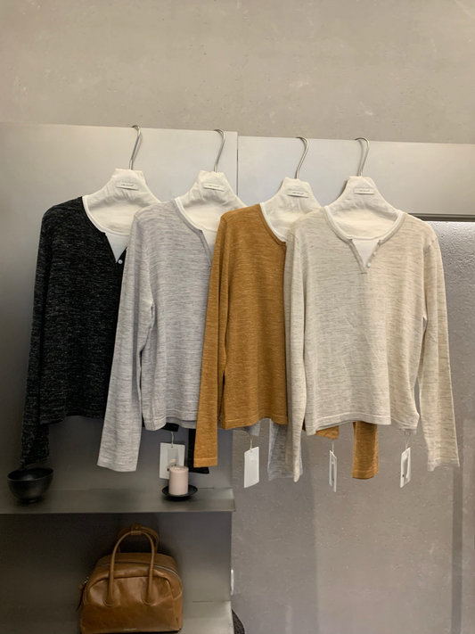 // 假兩件小鈕扣linen NT