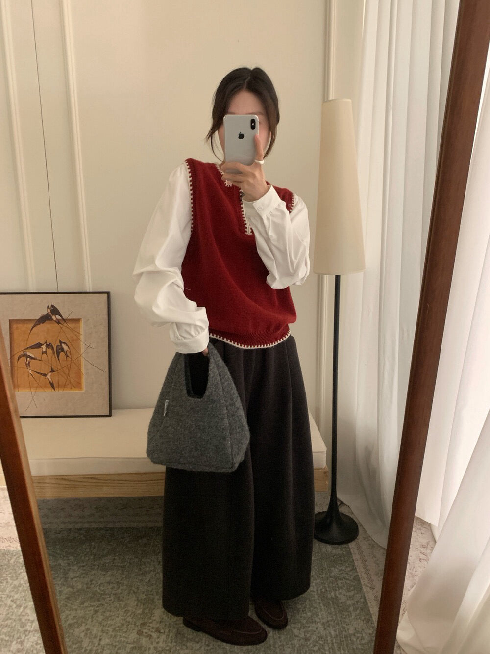 // 柔軟撞色邊拼恤衫袖假兩件上衣