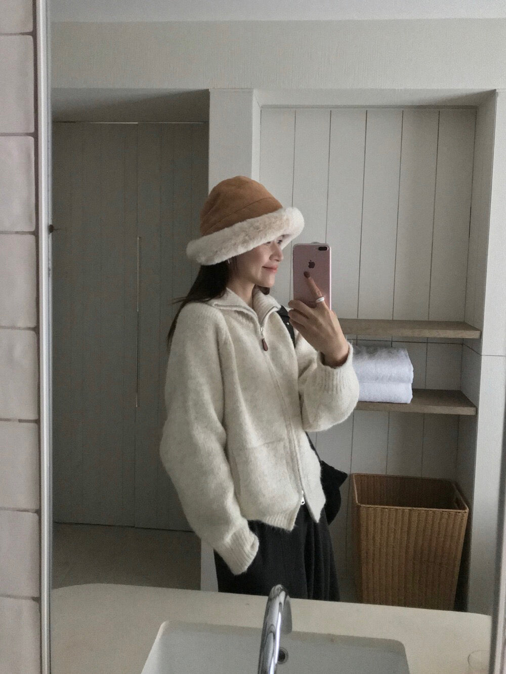 // 慵懶高級感上下拉鍊可立領口袋CD