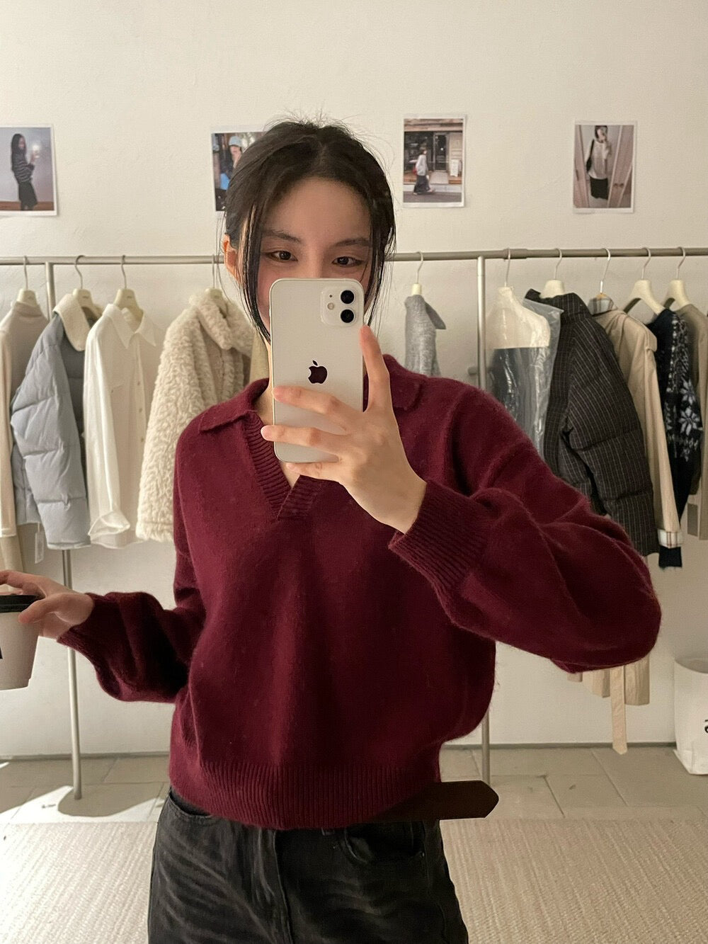 // 8%羊毛高級感小V翻領NT