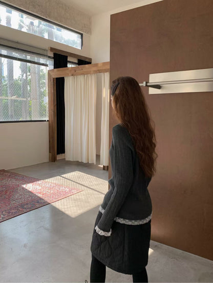 // 絲光羊毛紗線拼接lace邊NT