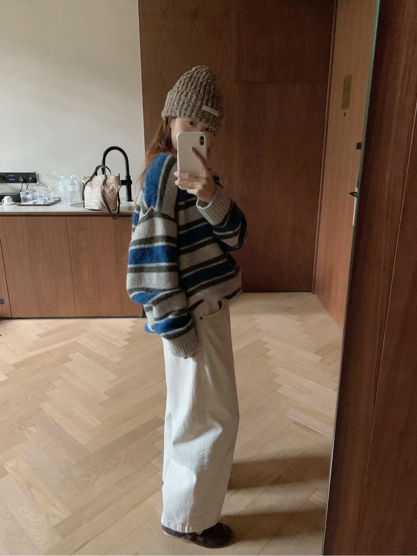 // 10%羊毛復古配色間條毛衣