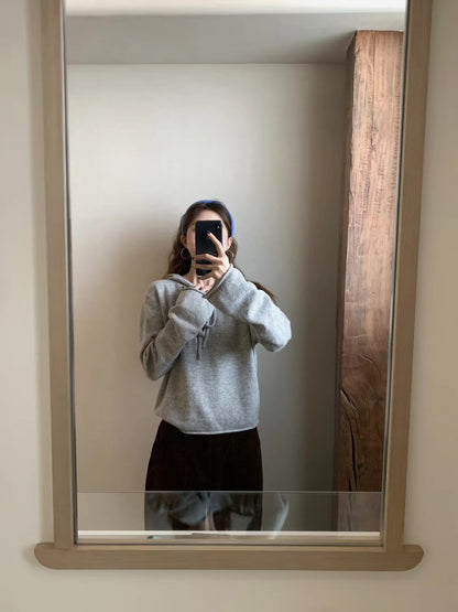 // 100%羊毛連帽卷邊毛衣