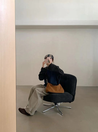 // 100%羊毛連帽卷邊毛衣