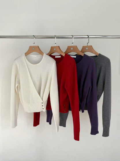 // 100%羊毛軟糯高質交叉鈕扣NT