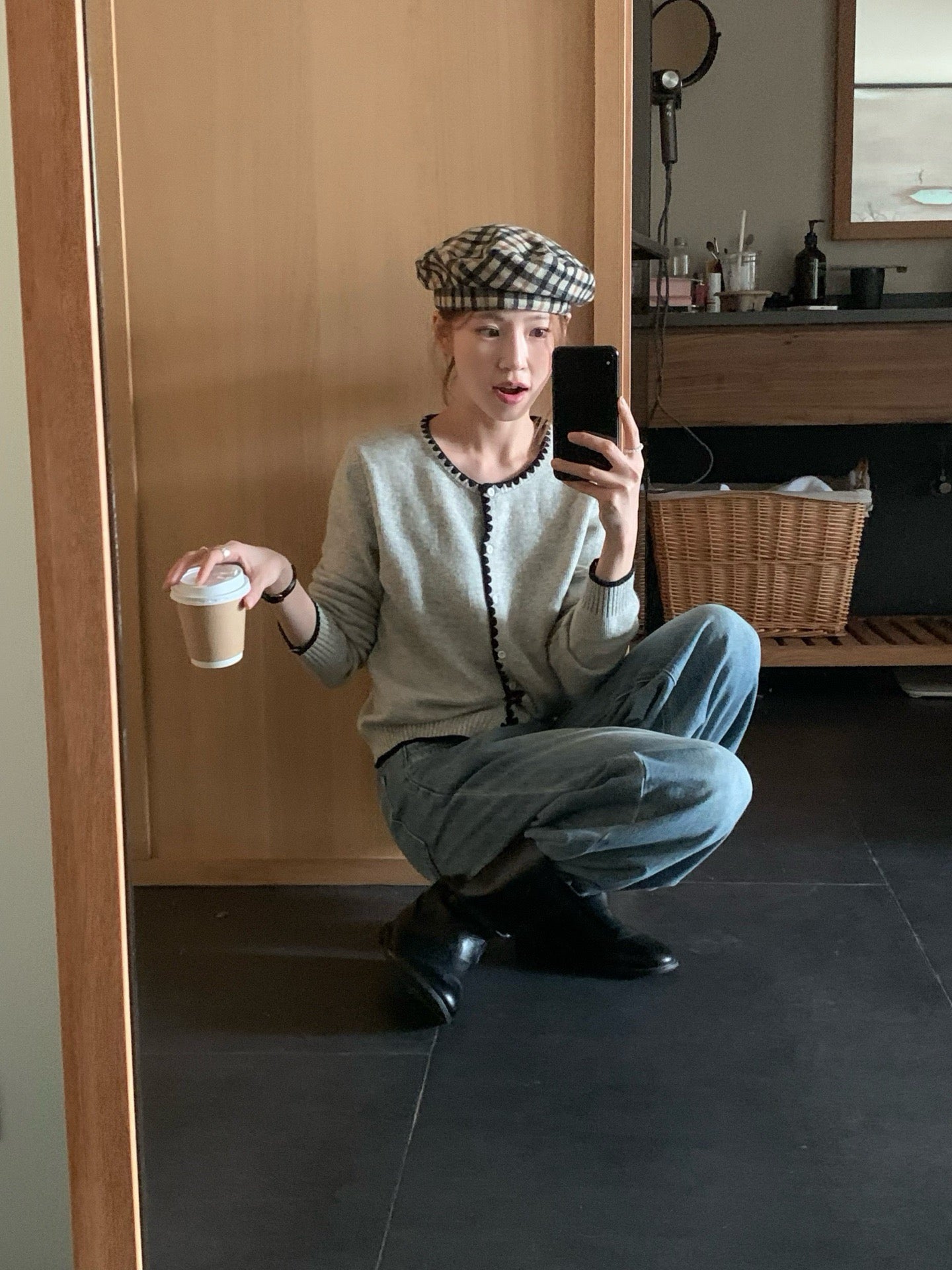 // 撞邊織紋包邊混羊毛CD