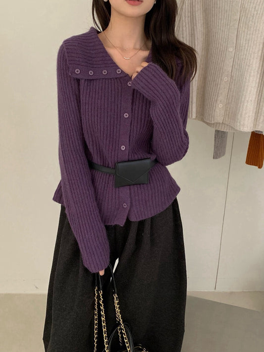 // 設計感大翻領側排扣NT