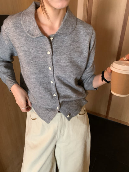 // 可愛圓邊翻領心心鈕扣開胸NT