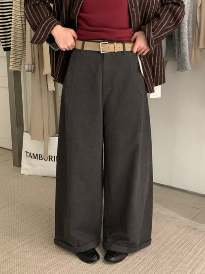 // 大熱鬆弛感加絨彎刀褲(連腰帶)