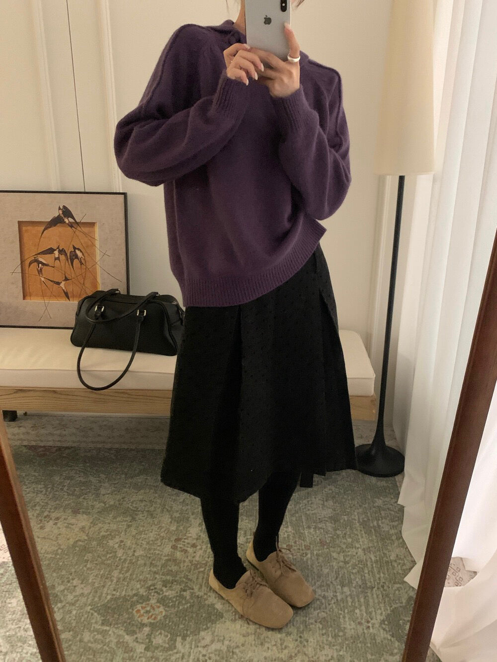 // 30%綿羊毛設計感不規則翻領毛衣