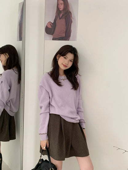 // 撞色穿插邊設計12%兔毛NT