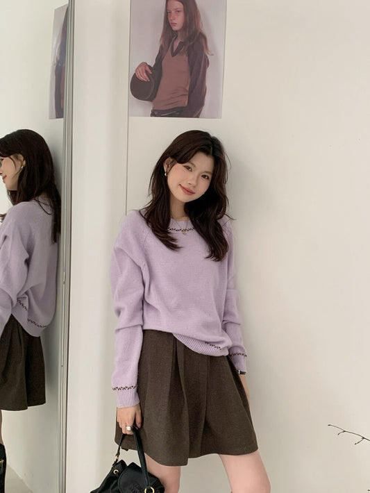 // 撞色穿插邊設計12%兔毛NT