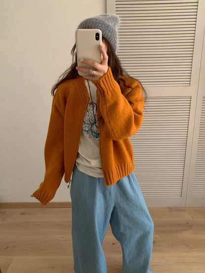 // 檔口爆款10色落肩拉鍊圓領CD