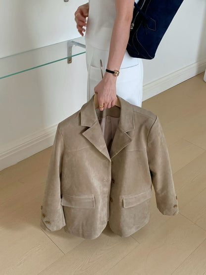 // 復古感超氣質牛皮絨外套