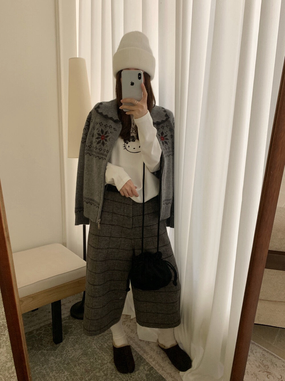 // 30%綿羊毛屬於聖誕的花紋包邊翻領拉鍊CD