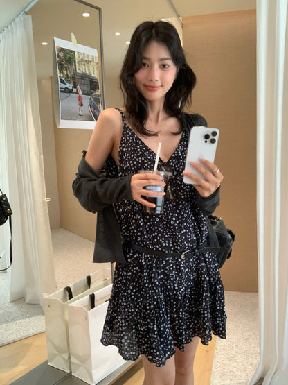 // 疊穿超美荷葉腳碎花吊帶OPS