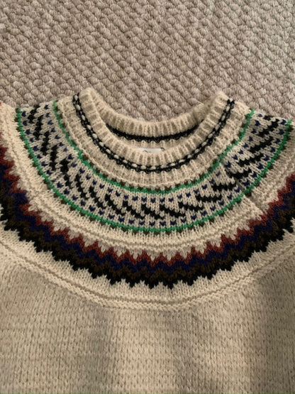 // 10%wool復古花紋圓領毛衣