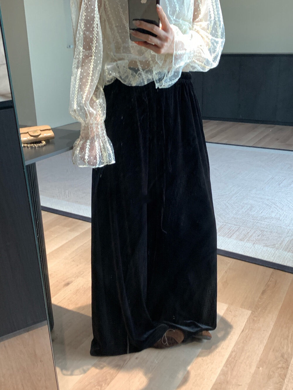 // 氣質絲絨休閒全長褲